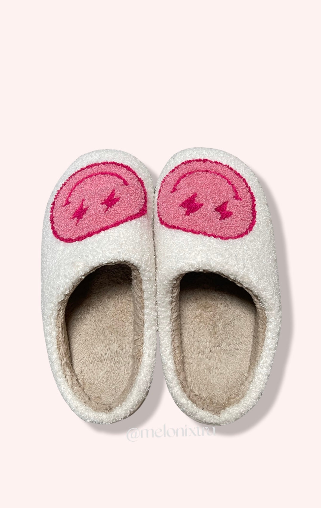 "Pink Lightning Bolt Smily Slippers"