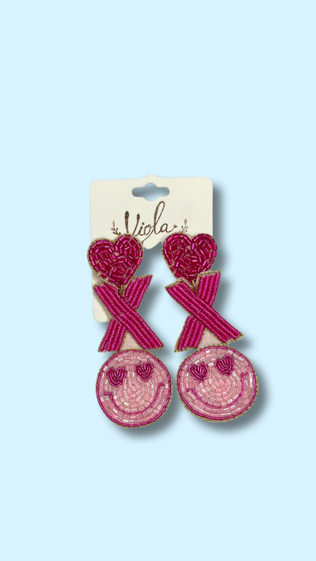 "Hand-Made Beaded Smile Earrings"
