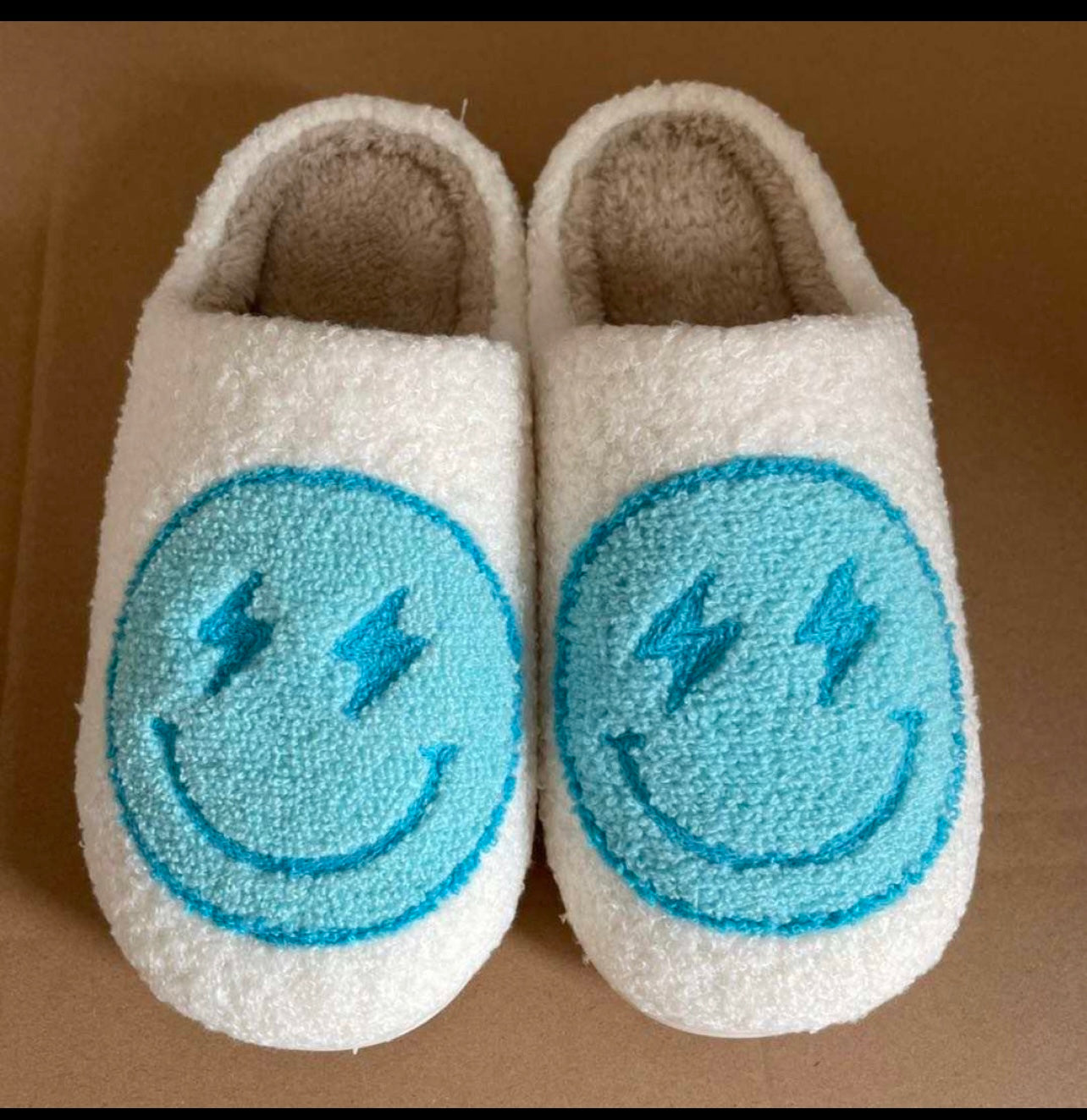 "Blue Lightning Bult Smile Slippers"