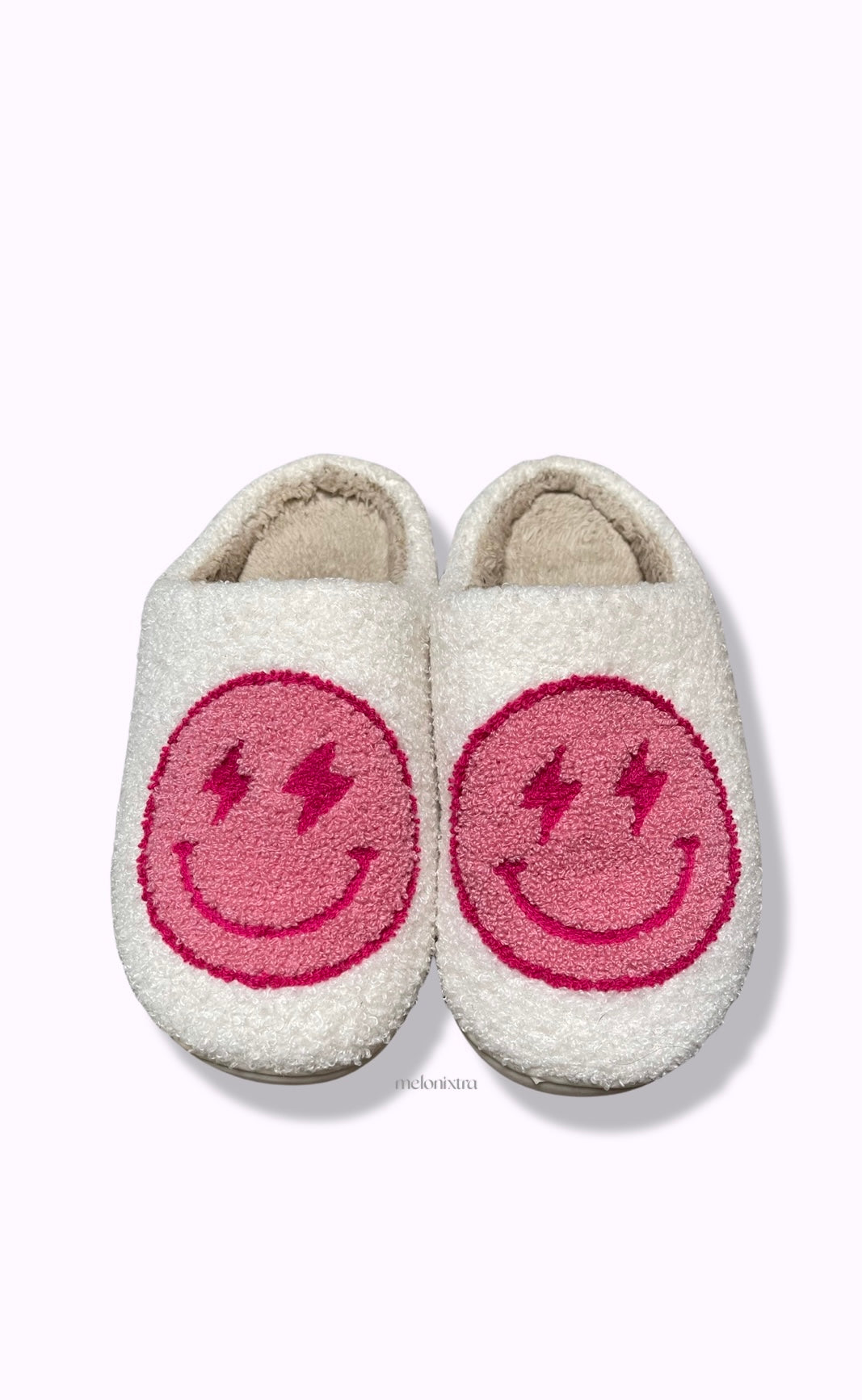 "Pink Lightning Bolt Smily Slippers"