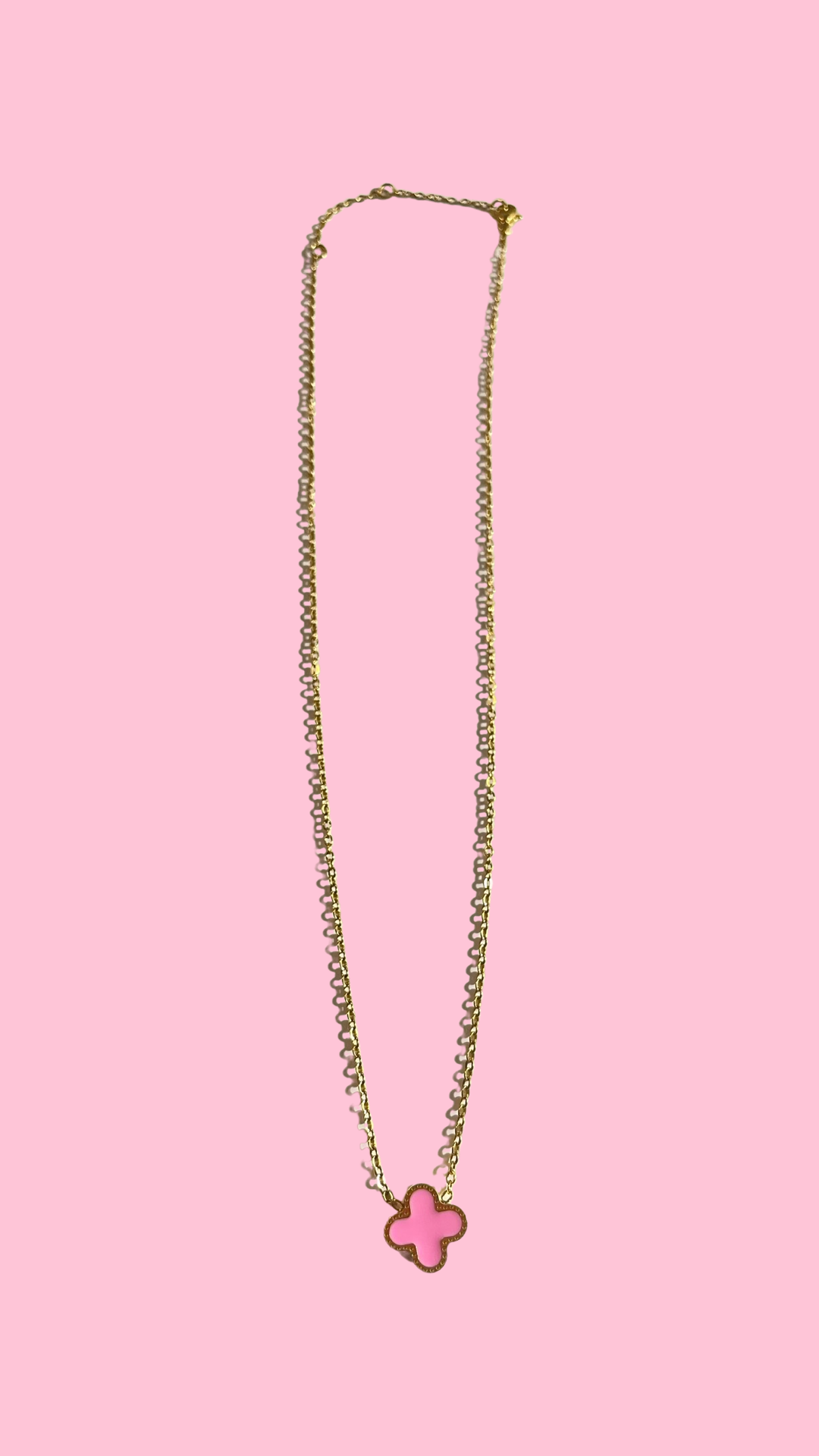 “Cute Stainless Steel Pink Necklace”